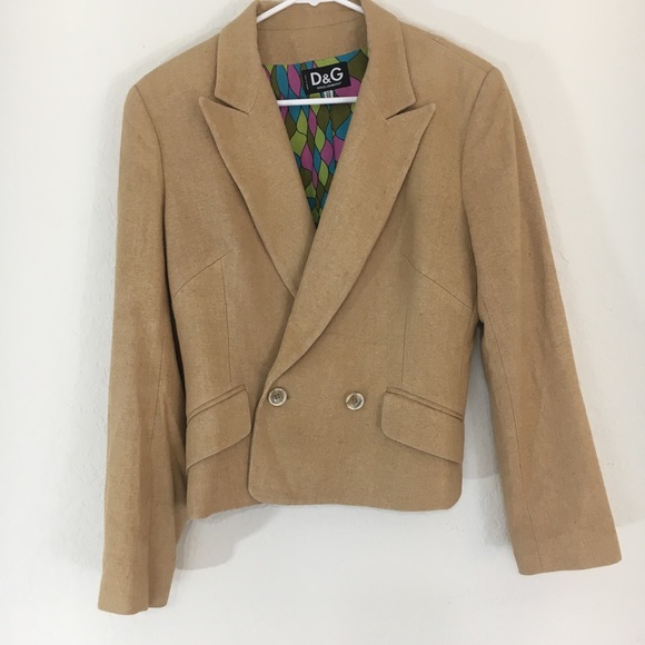 Vintage D&G Dolce & Gabbana Tan Linen blazer 32 10 - Picture 2 of 7
